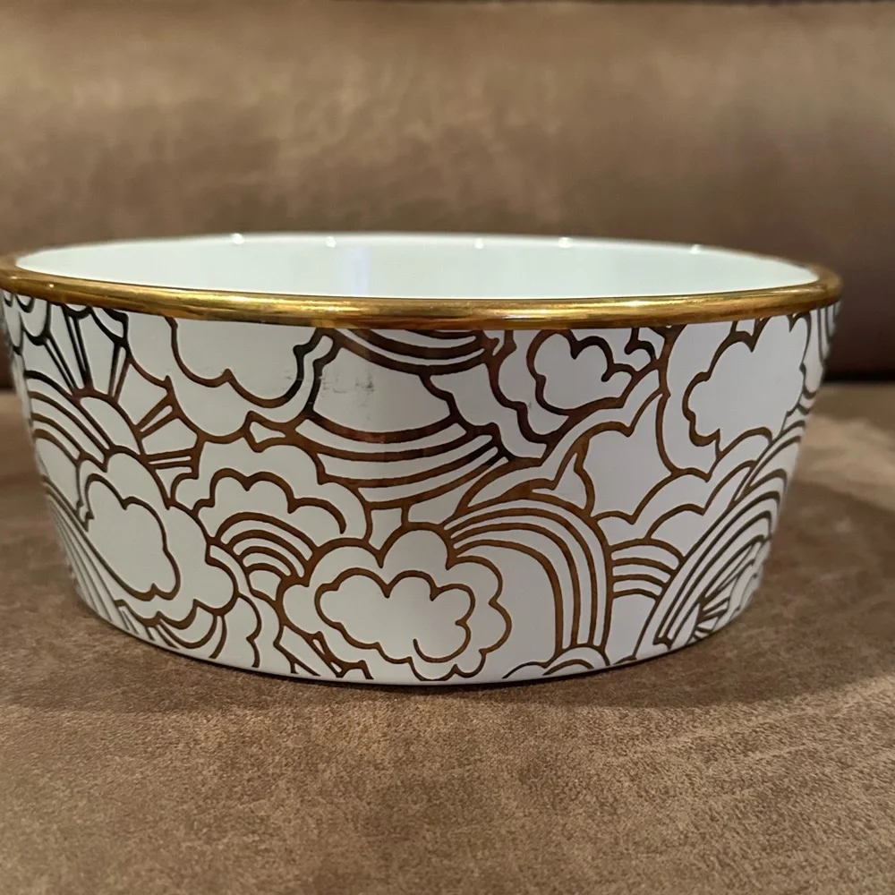 Oh Joy White and Gold Dog Bowl